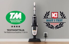 Pure F9 -varsi-imuri ja Tekniikan maailman testivoittaja-logo