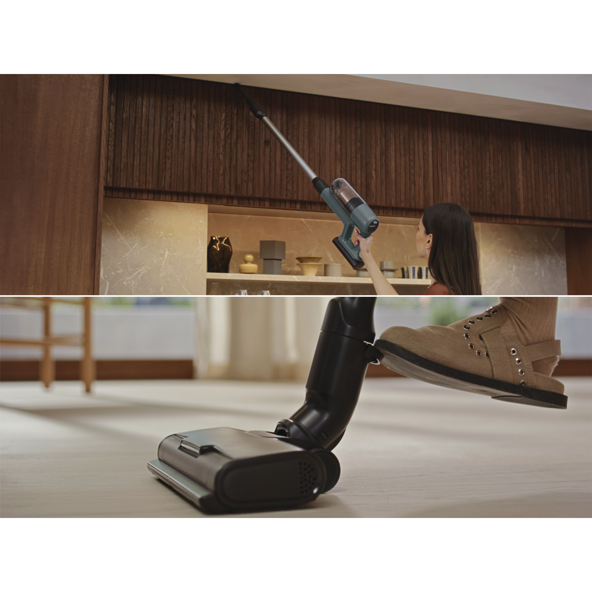 Switch nozzles effortlessly with the foot release – without bending down 