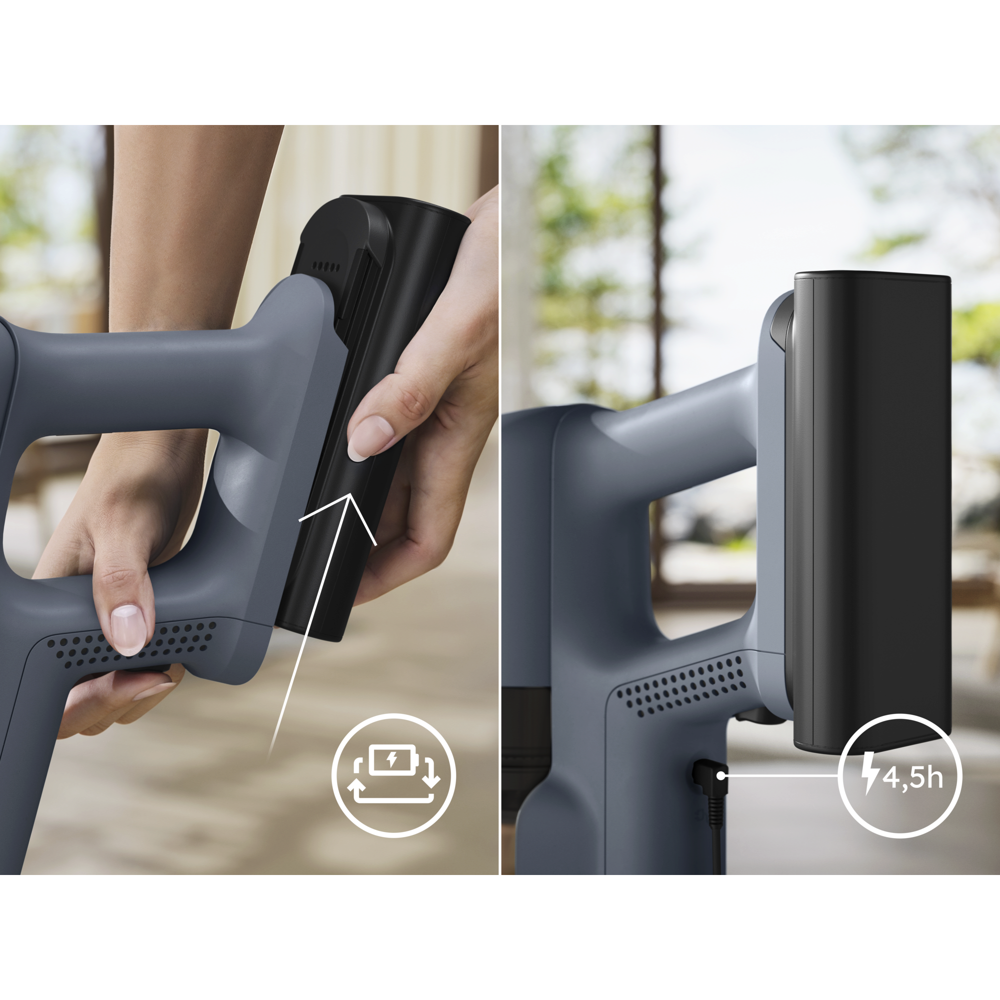 Charge right on the product – automatic protection stops overcharging