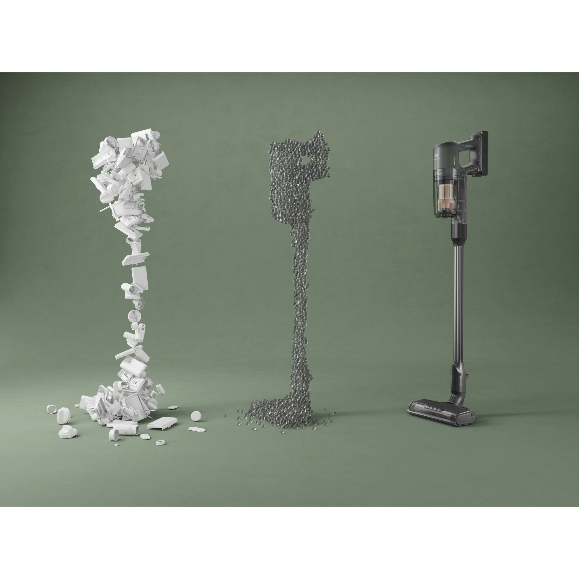 Cordless cleaner made with recycled materials, highlighting sustainability.