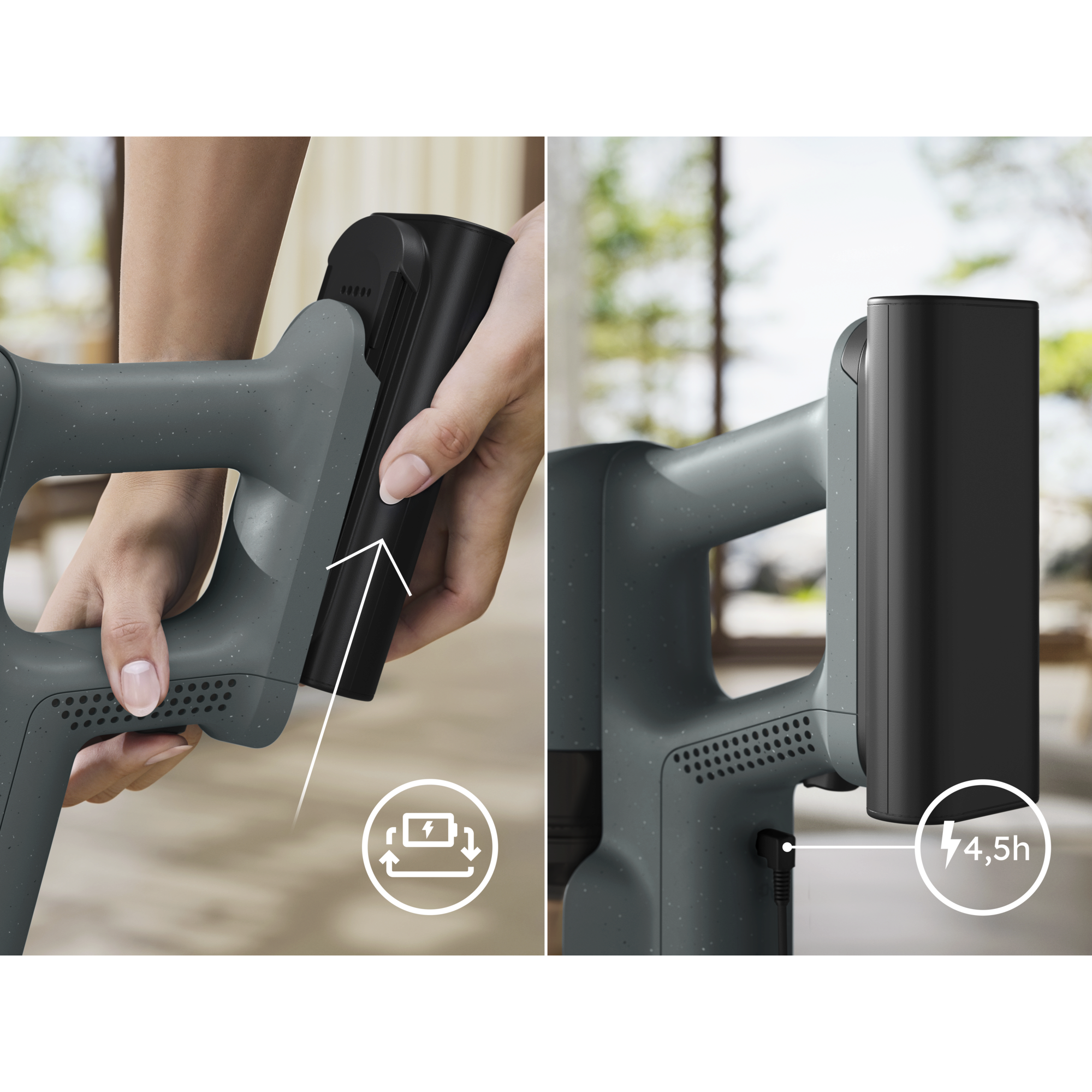 Charge right on the product – automatic protection stops overcharging