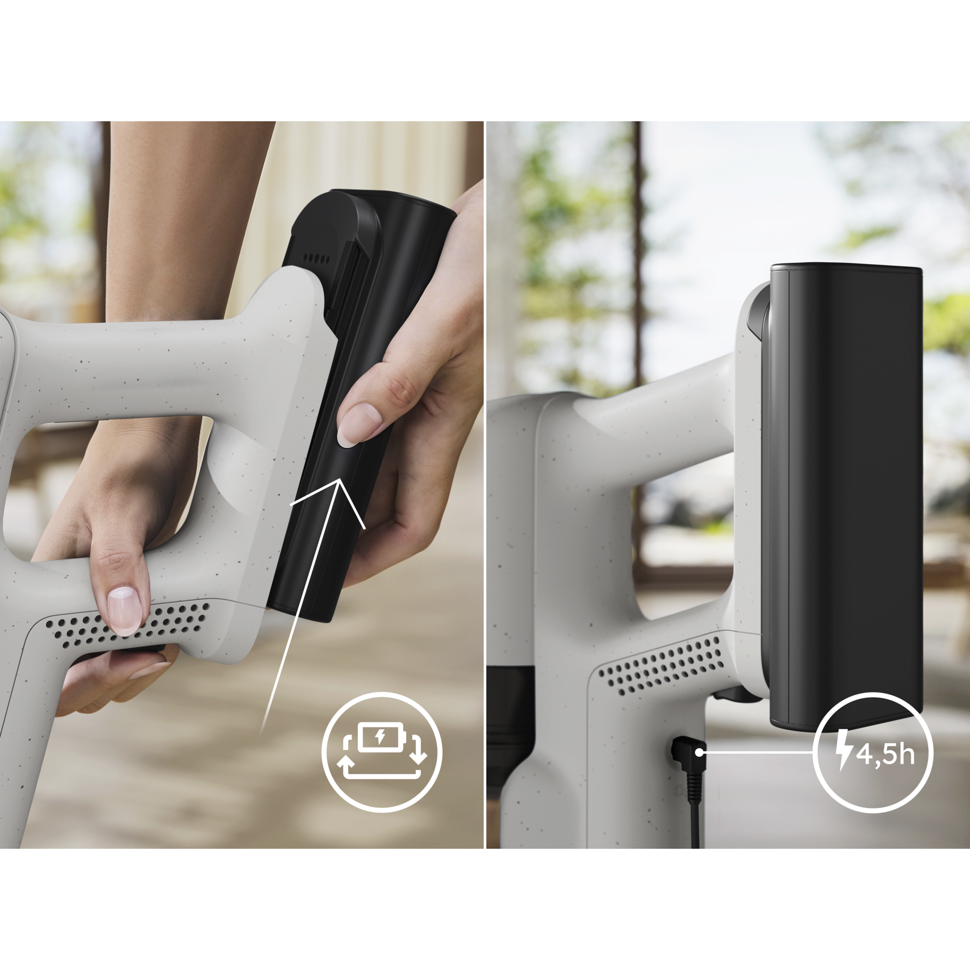 Charge right on the product – automatic protection stops overcharging