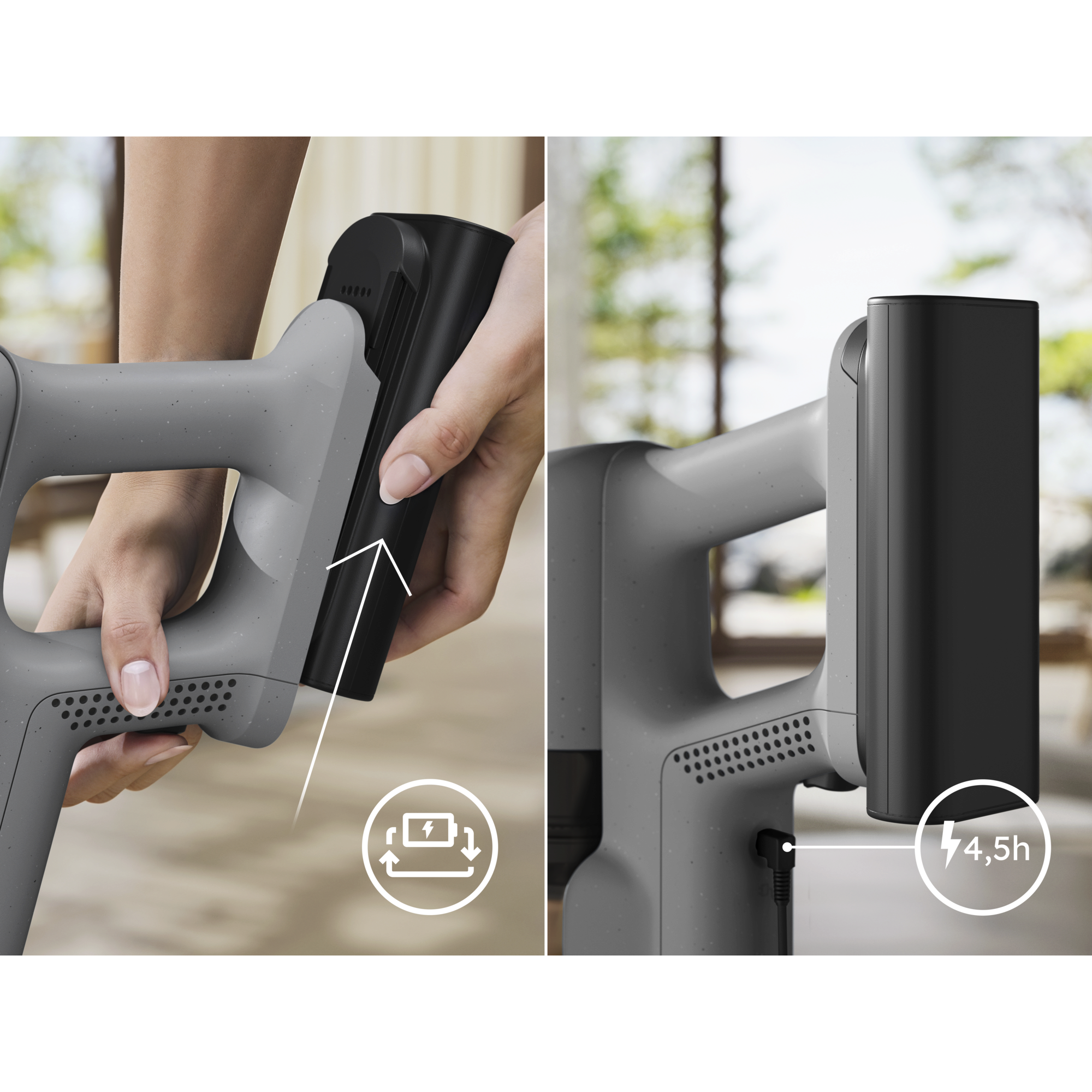 Charge right on the product – automatic protection stops overcharging