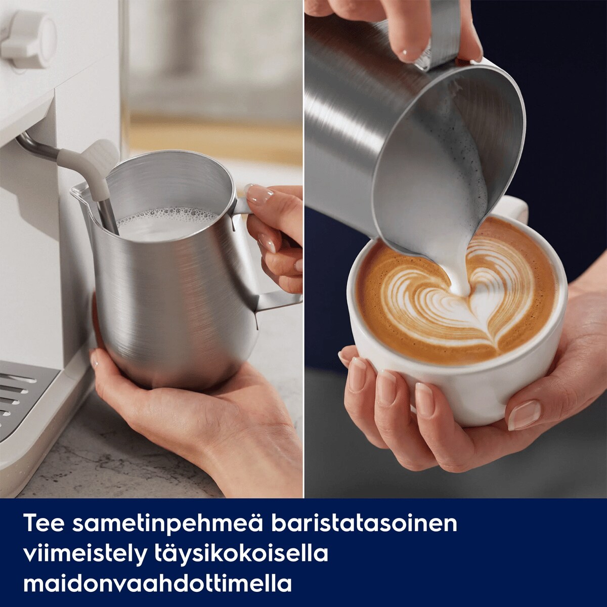 Tuo mukaan sametinpehmeä barista-loppusilaus täysikokoisella maidonvaahdottimella.