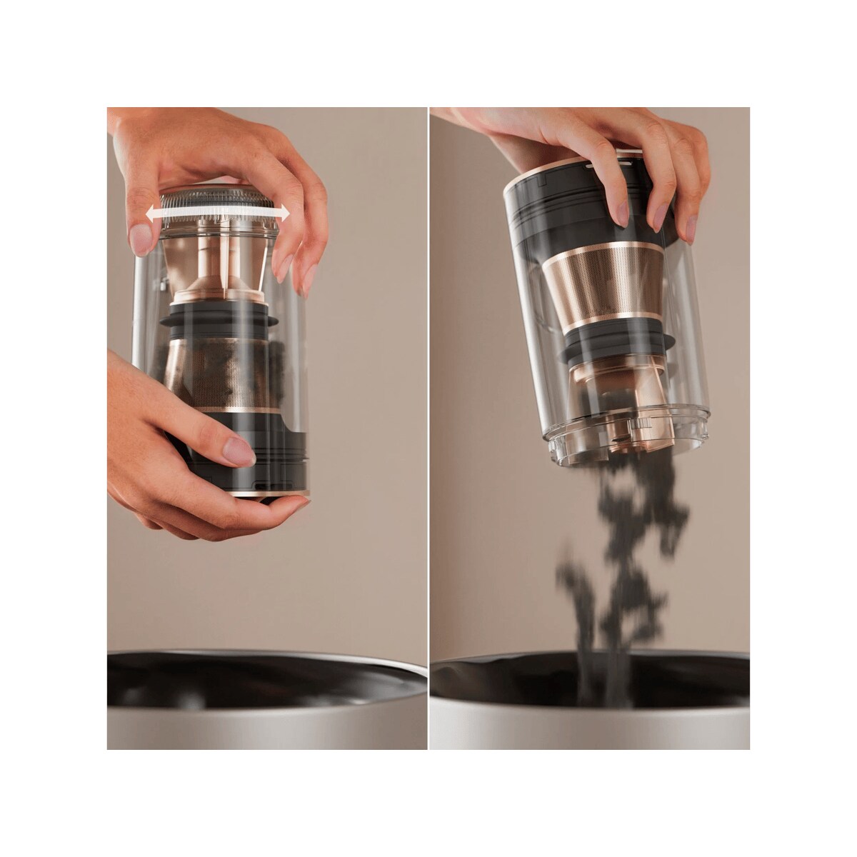 Quick and easy dust disposal – just press, empty, and go