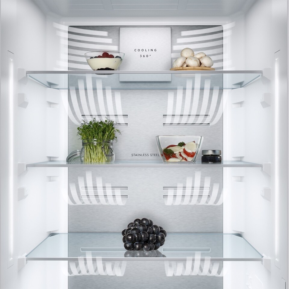 Cooling 360 -jääkaappi sisältä Cooling 360 -jääkaappi sisältä