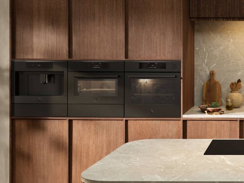 wall mounted ovens and wine cabinet