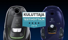 Electroluxin testivoittaja pölynimurit ja testivoitto-logo