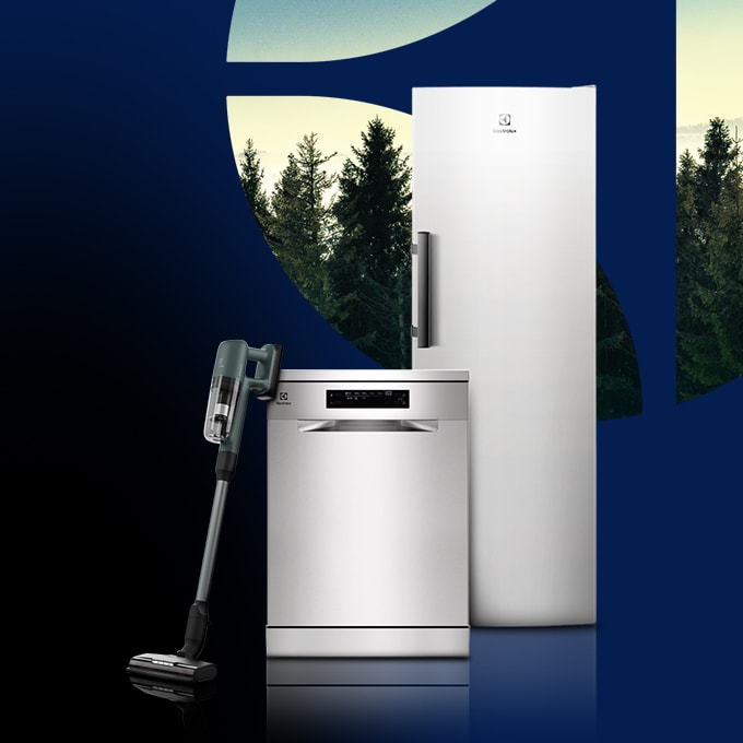 Man vacuuming carpet