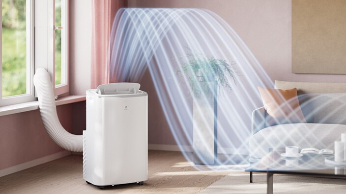 Electroluxin ilmastointilaite makuuhuoneessa. 